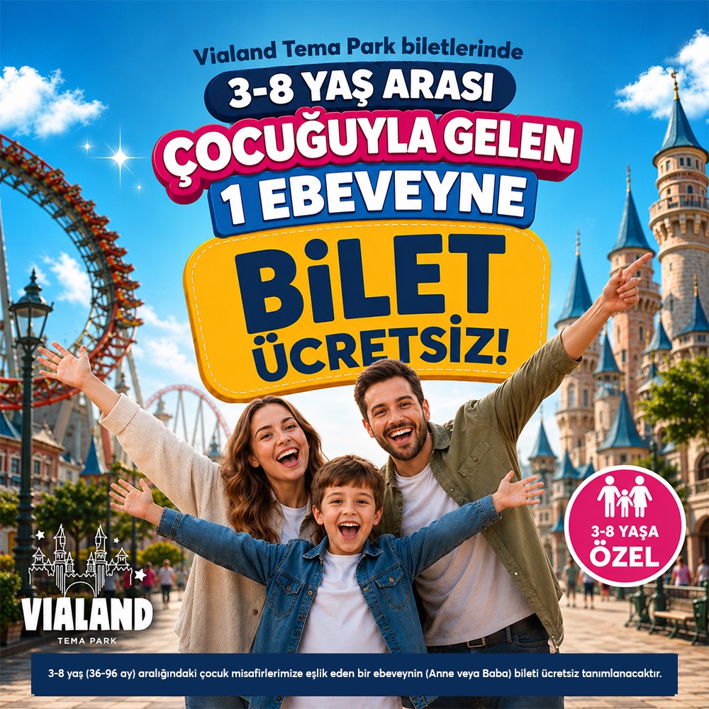 3 - 8 Yaş Çocuğuyla Gelen 1 Ebeveyne Bilet Ücretsiz!